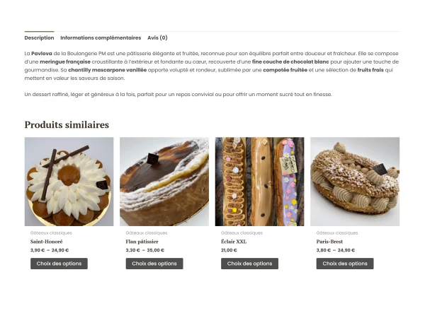 Site vitrine & WooCommerce Pâtisserie artisannale - Boulangerie PM