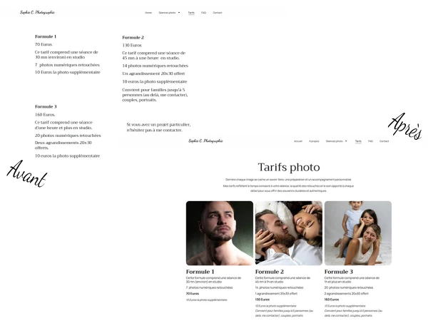Refonte & SEO local Sophie C Photographie - Photographe studio